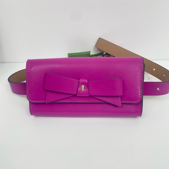 Kate Spade Bow Belt Bag Fuchsia Leather Women's Size S/M - Picture 2 of 10